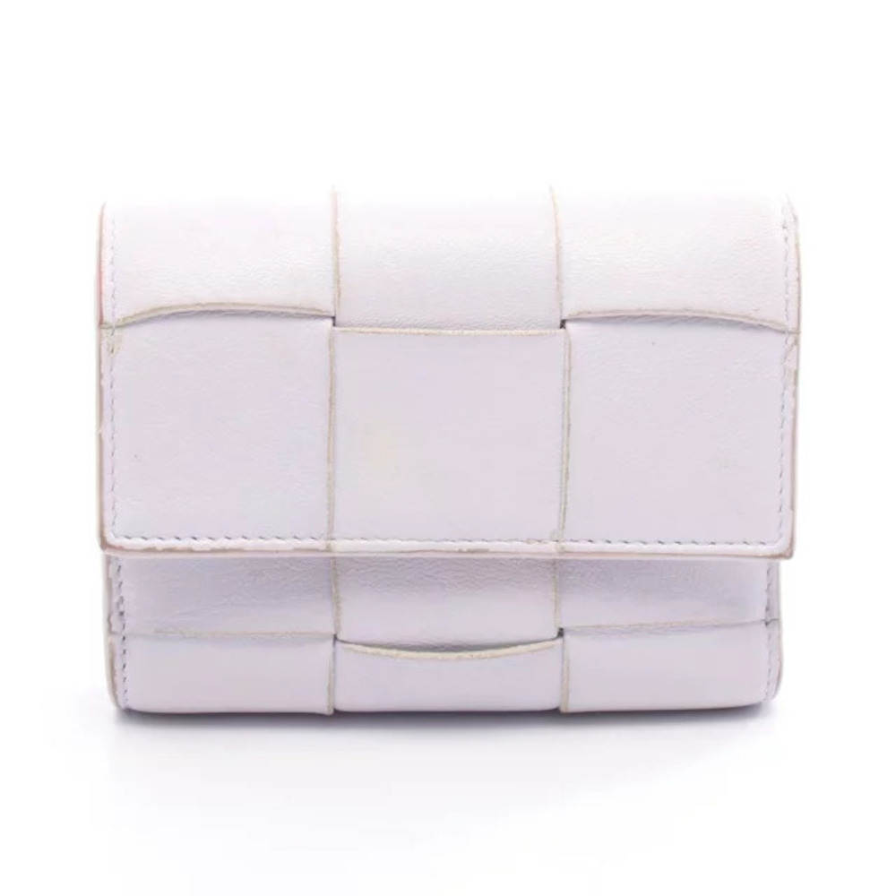 Bottega Veneta Cassette Maxi Intrecciato Wallet Tri fold Leather Purple